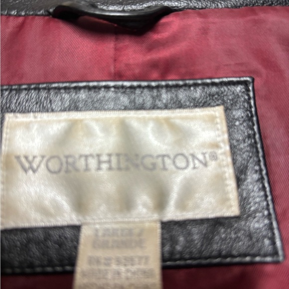 Worthington Black Leather Jacket with Red Lining - Picture 4 of 5